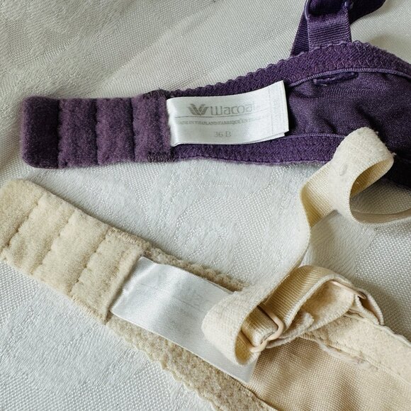 Wacoal Bra 36B 85231 Underwire Lined Lightly Padded Lace Purple Cream Set of 2 - Picture 9 of 11